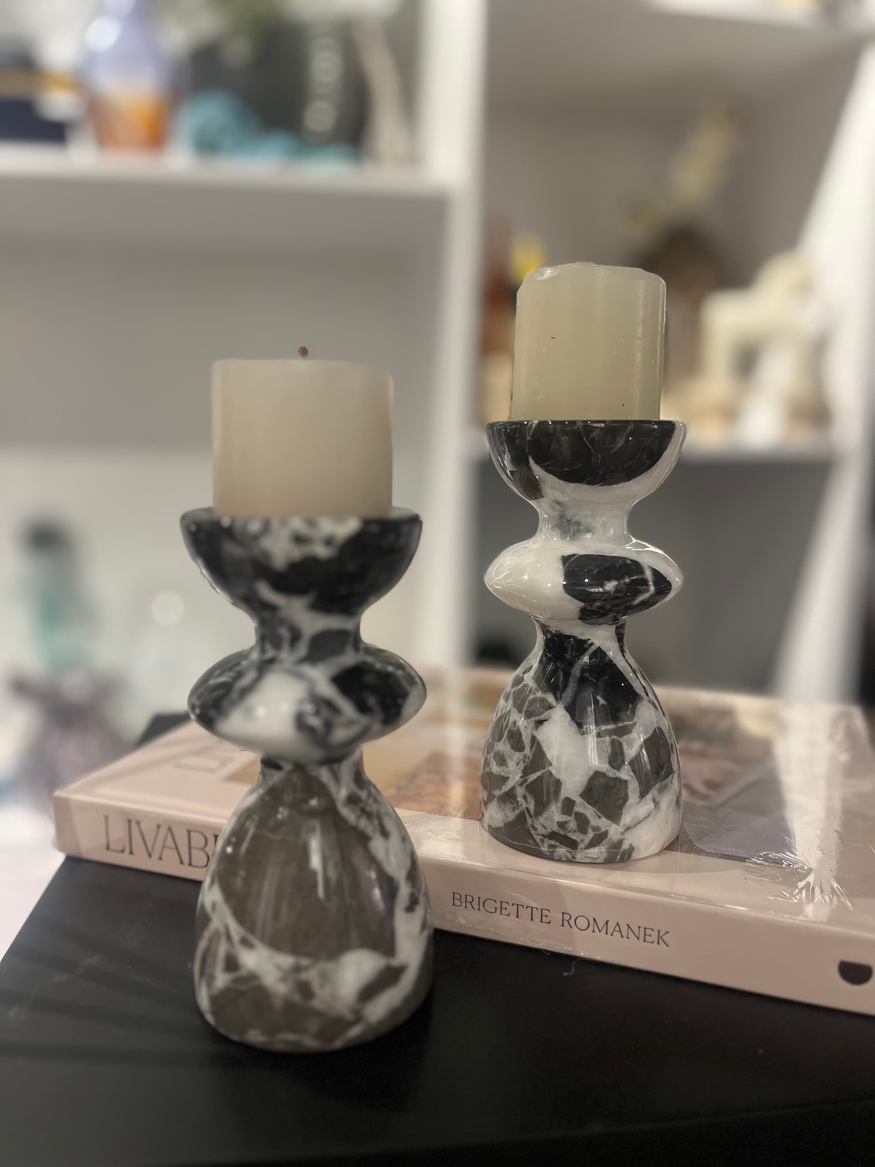 Marble Candle Holder Set