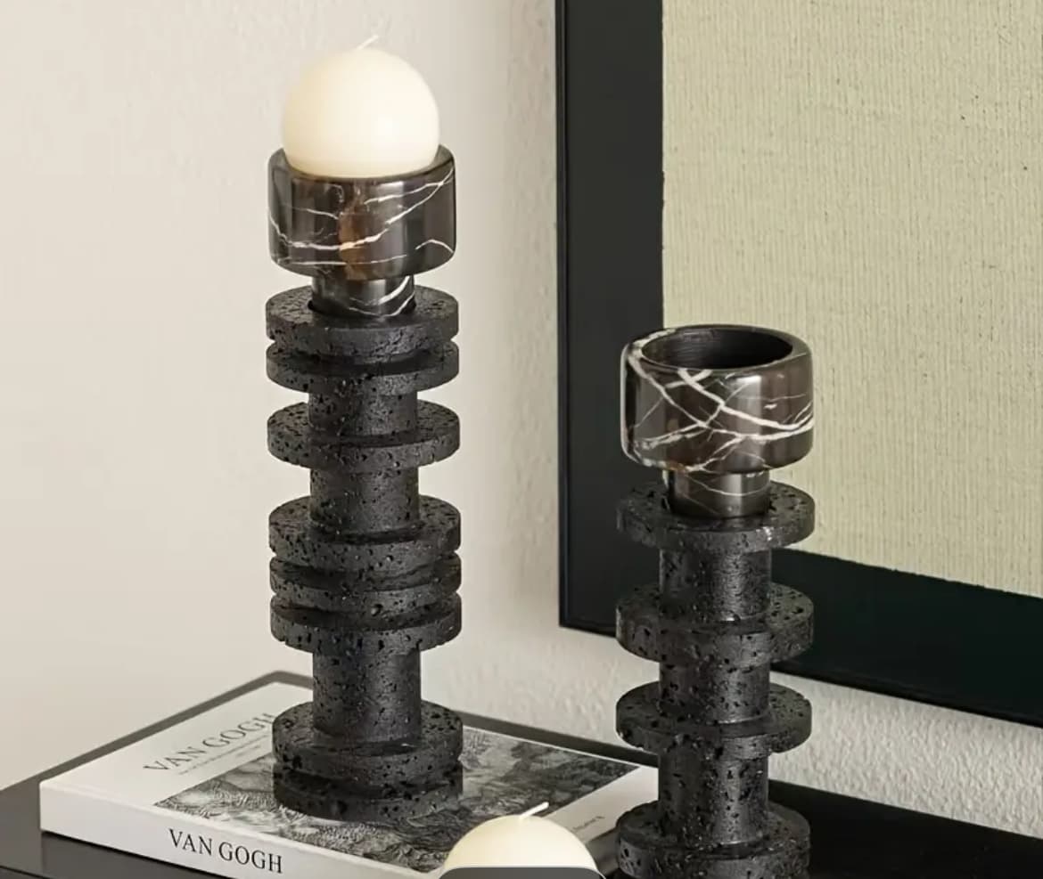 Stone Candleholder Set