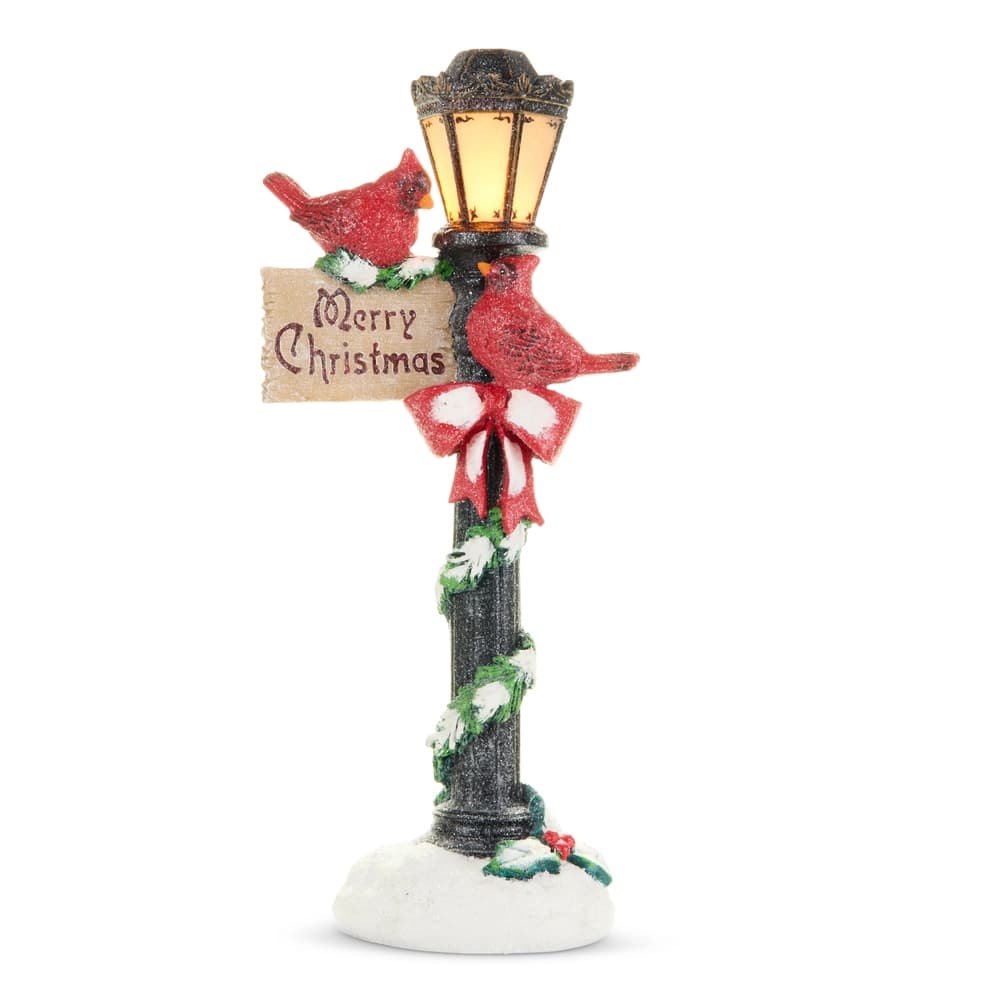 Lighted Cardinal Lamp Post