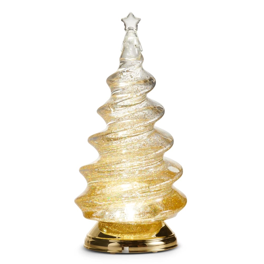 Lighted Gold Spiral Swirling Glitter Tree