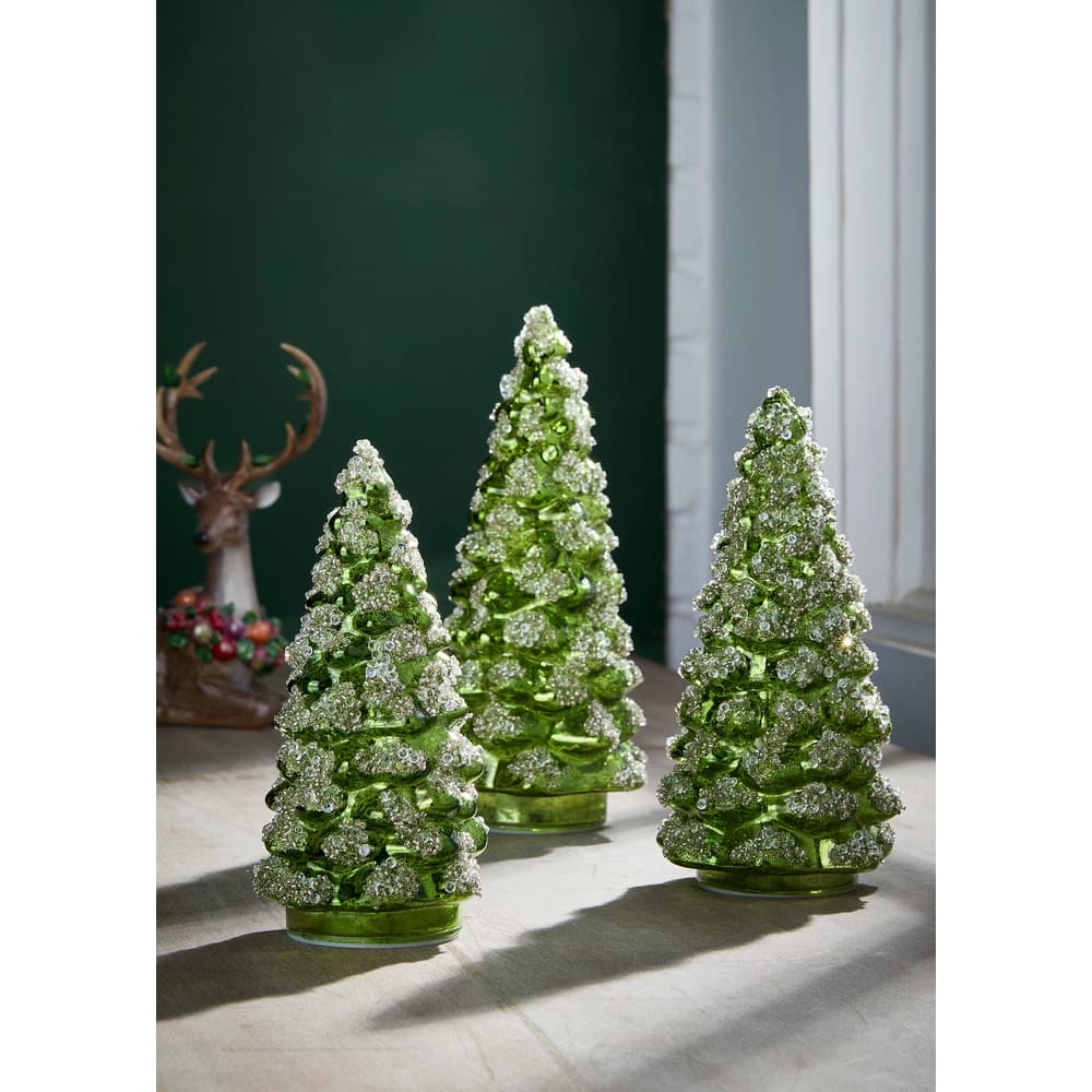 Lighted Green Glitter Trees