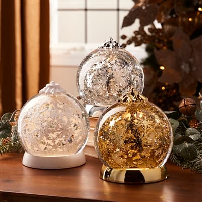  Rotating Snowflake Snow Globe